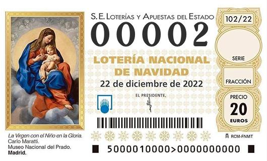 Número 00002 loteria de navidad