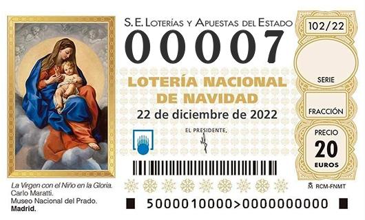 Número 00007 loteria de navidad