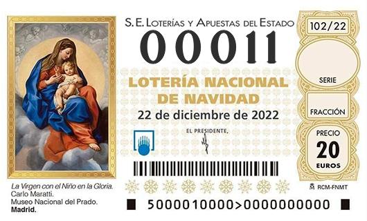 Número 00011 loteria de navidad