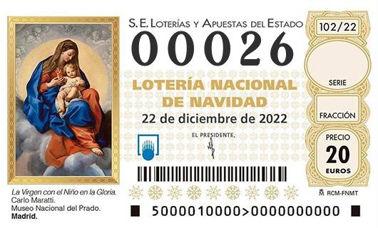 Número 00026 loteria de navidad