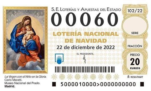 Número 00060 loteria de navidad