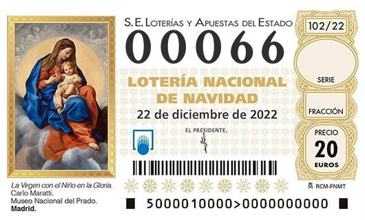 Número 00066 loteria de navidad