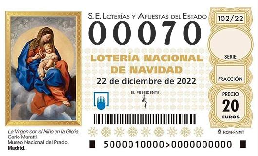 Número 00070 loteria de navidad