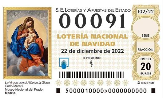 Número 00091 loteria de navidad