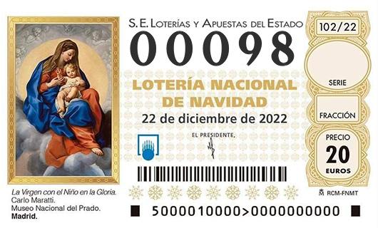 Número 00098 loteria de navidad