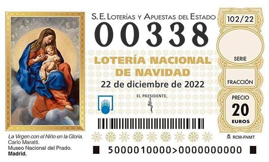 Número 00338 loteria de navidad