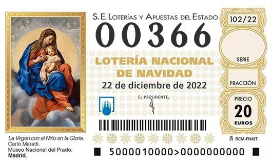 Número 00366 loteria de navidad