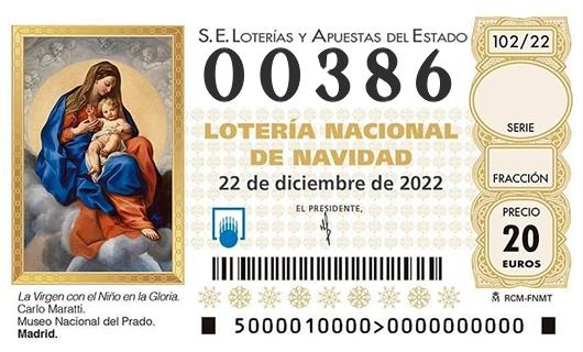 Numero 00386 loteria de navidad