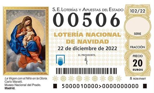 Número 00506 loteria de navidad