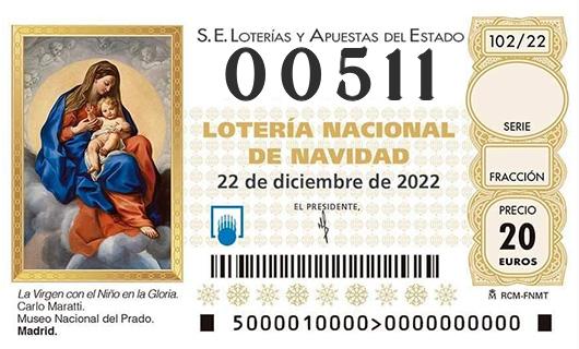 Numero 00511 loteria de navidad