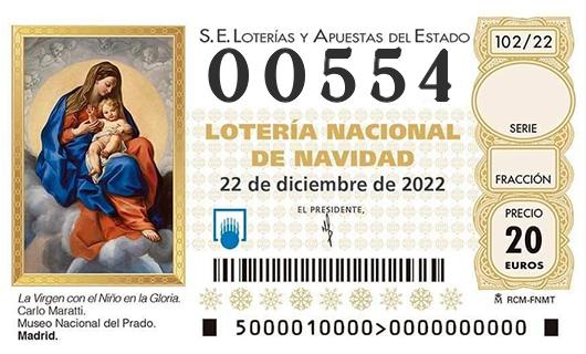 Numero 00554 loteria de navidad