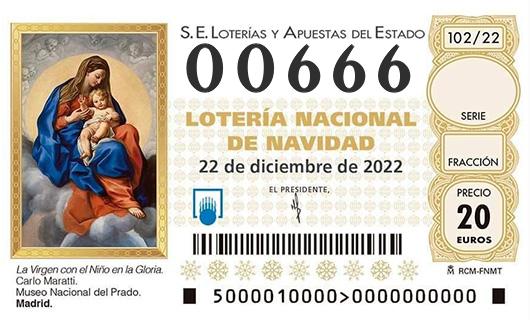 Número 00666 loteria de navidad