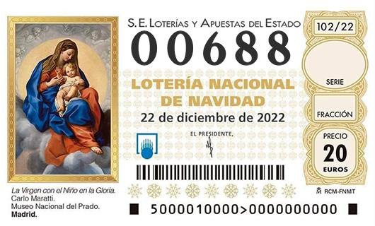 Número 00688 loteria de navidad