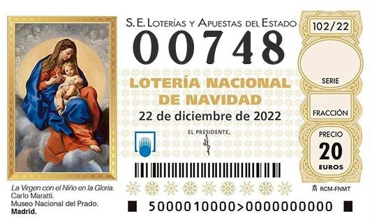 Número 00748 loteria de navidad