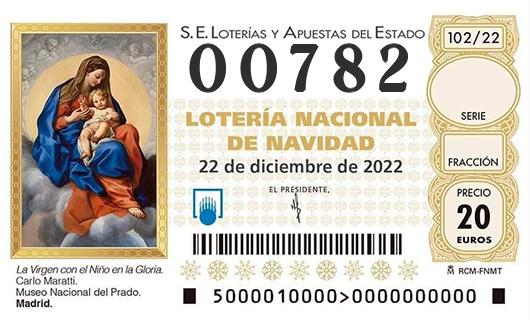 Numero 00782 loteria de navidad