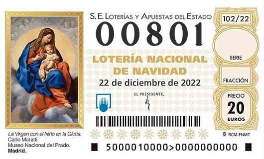 Numero 00801 loteria de navidad