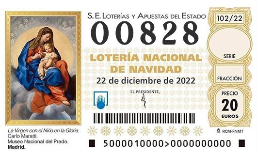 Número 00828 loteria de navidad