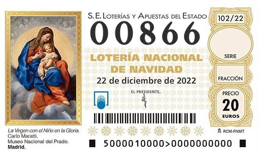 Número 00866 loteria de navidad