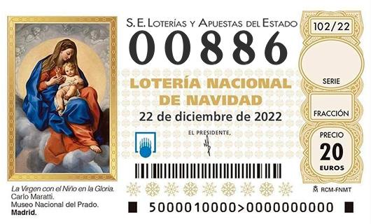 Número 00886 loteria de navidad