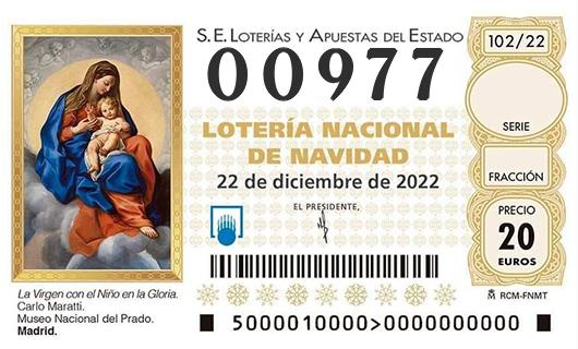 Número 00977 loteria de navidad