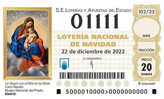 Numero 01111 loteria de navidad