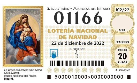 Número 01166 loteria de navidad