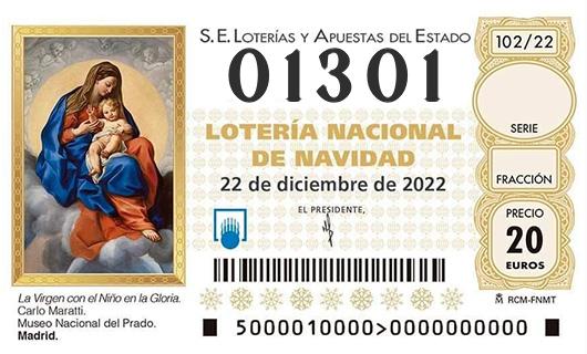 Numero 01301 loteria de navidad