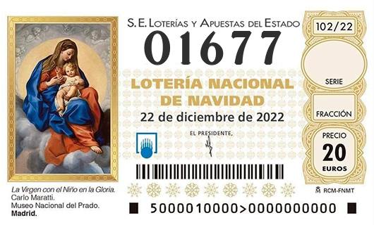 Número 01677 loteria de navidad