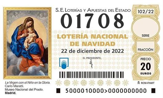 Número 01708 loteria de navidad