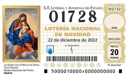 Numero 01728 loteria de navidad