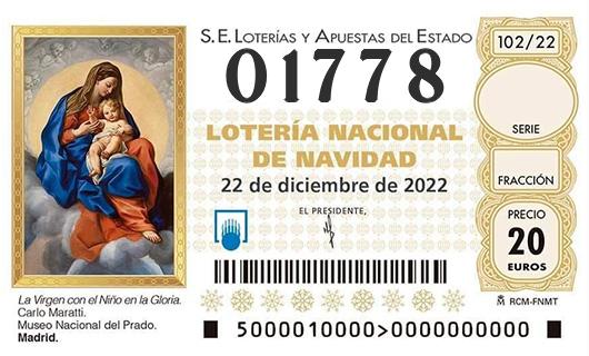 Numero 01778 loteria de navidad