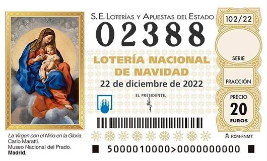 Número 02388 loteria de navidad