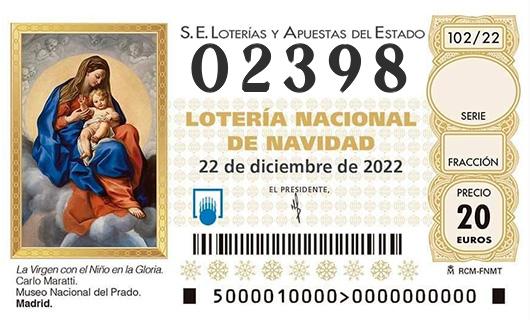 Numero 02398 loteria de navidad