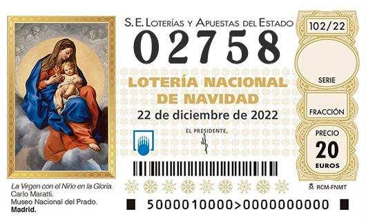 Número 02758 loteria de navidad
