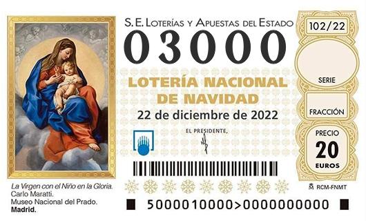 Número 03000 loteria de navidad