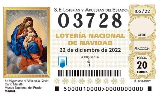 Numero 03728 loteria de navidad