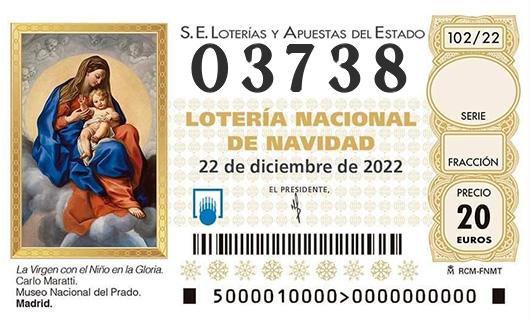Número 03738 loteria de navidad