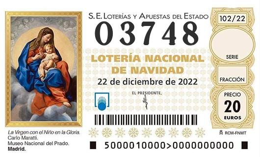 Número 03748 loteria de navidad