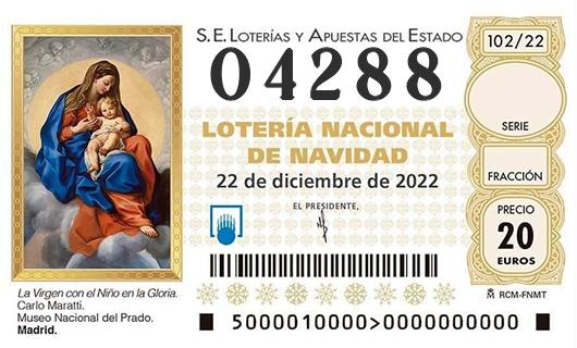 Número 04288 loteria de navidad