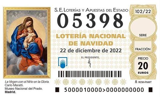 Numero 05398 loteria de navidad