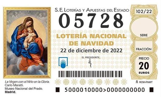 Numero 05728 loteria de navidad