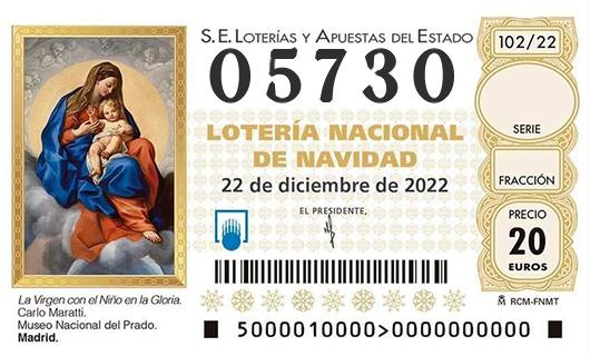 Número 05730 loteria de navidad
