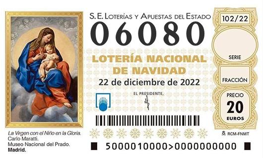 Número 06080 loteria de navidad