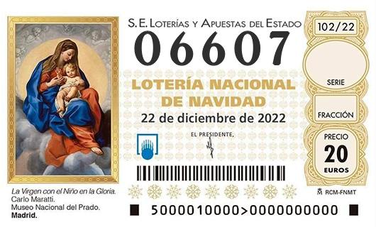 Número 06607 loteria de navidad