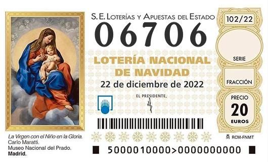 Numero 06706 loteria de navidad