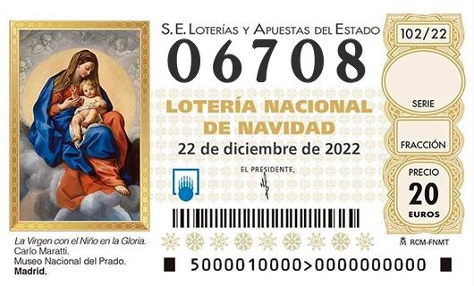 Numero 06708 loteria de navidad