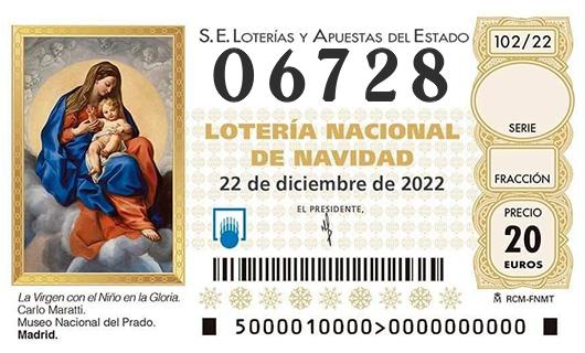 Número 06728 loteria de navidad
