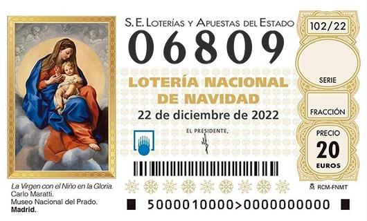 Número 06809 loteria de navidad