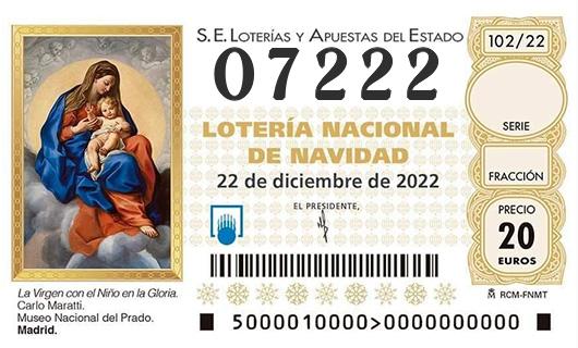 Número 07222 loteria de navidad