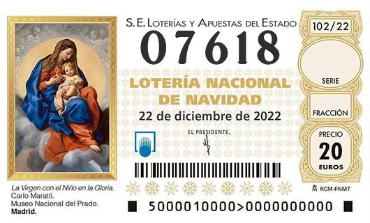 Número 07618 loteria de navidad